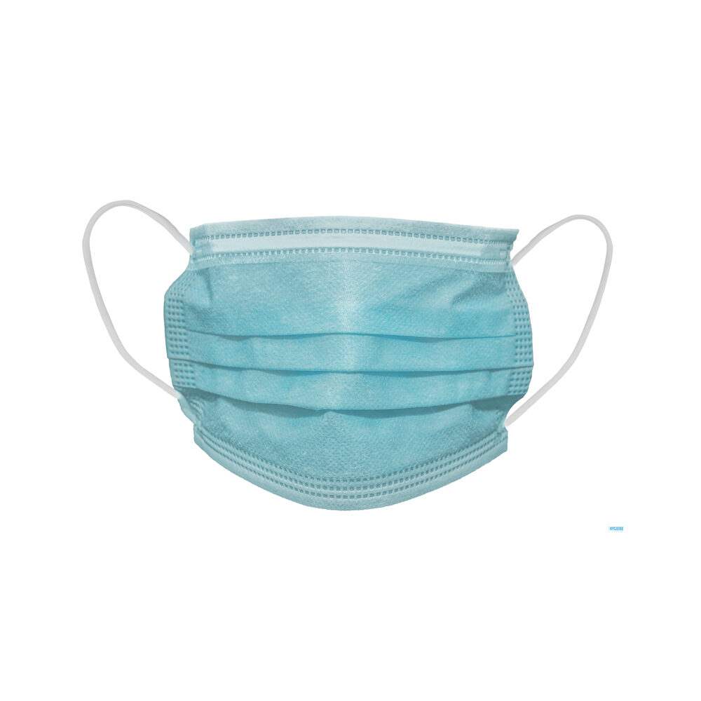 X50ST MONDMASKERS NON-WOVEN BLAUW 3-LAAGS MET ELASTIEKEN