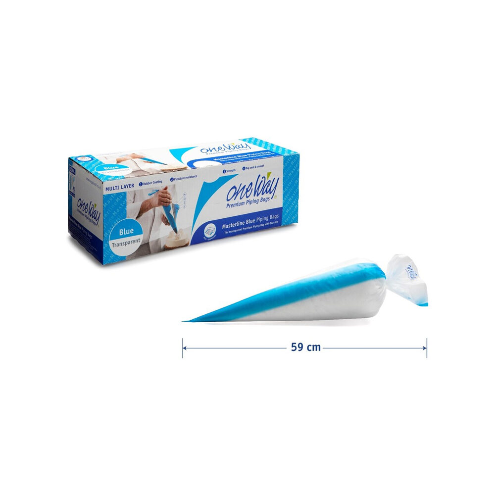 X100PC PIPING BAGS MASTERLINE TRANSPARENT/BLUE ROLL 59CM