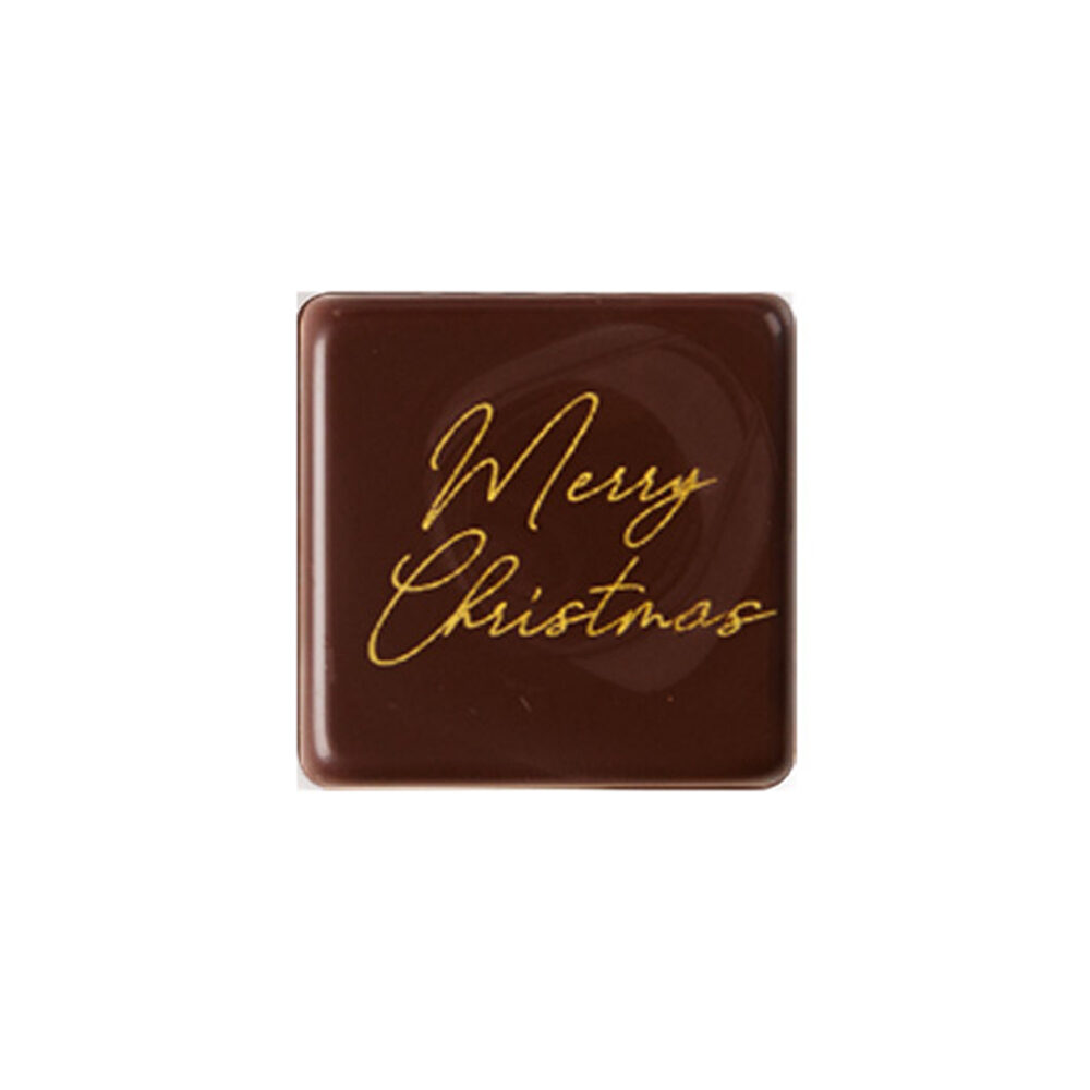 X175PC PLAQUE MERRY CHRISTMAS 3X3CM CHOCOLATE 15148