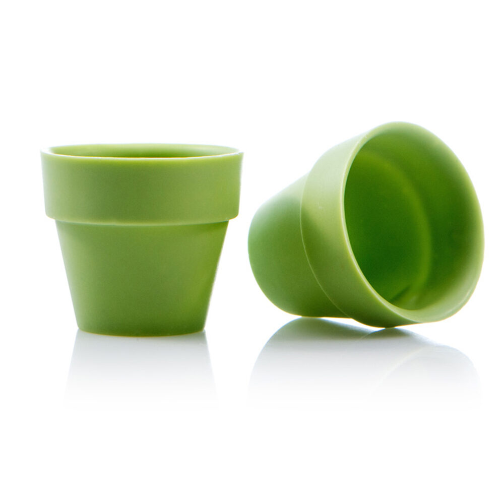 X28PC FLOWER POT GREEN D.5,5X6,2CM CHOCOLATE 18144