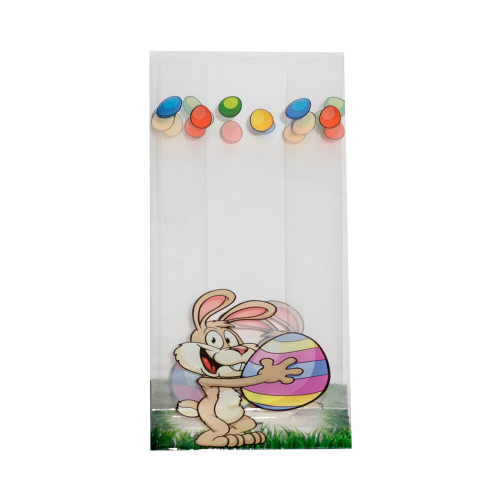 X50PC BAGS PP BLOCK-BOTTOM EASTER BUNNY 100+60X280MM