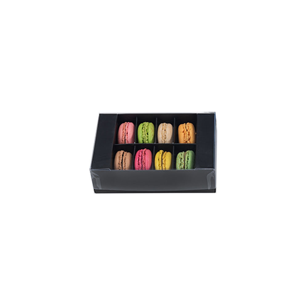 X24PC BOITE A MACARONS 8 COMPARTIMENTS NOIR 165X105/50MM