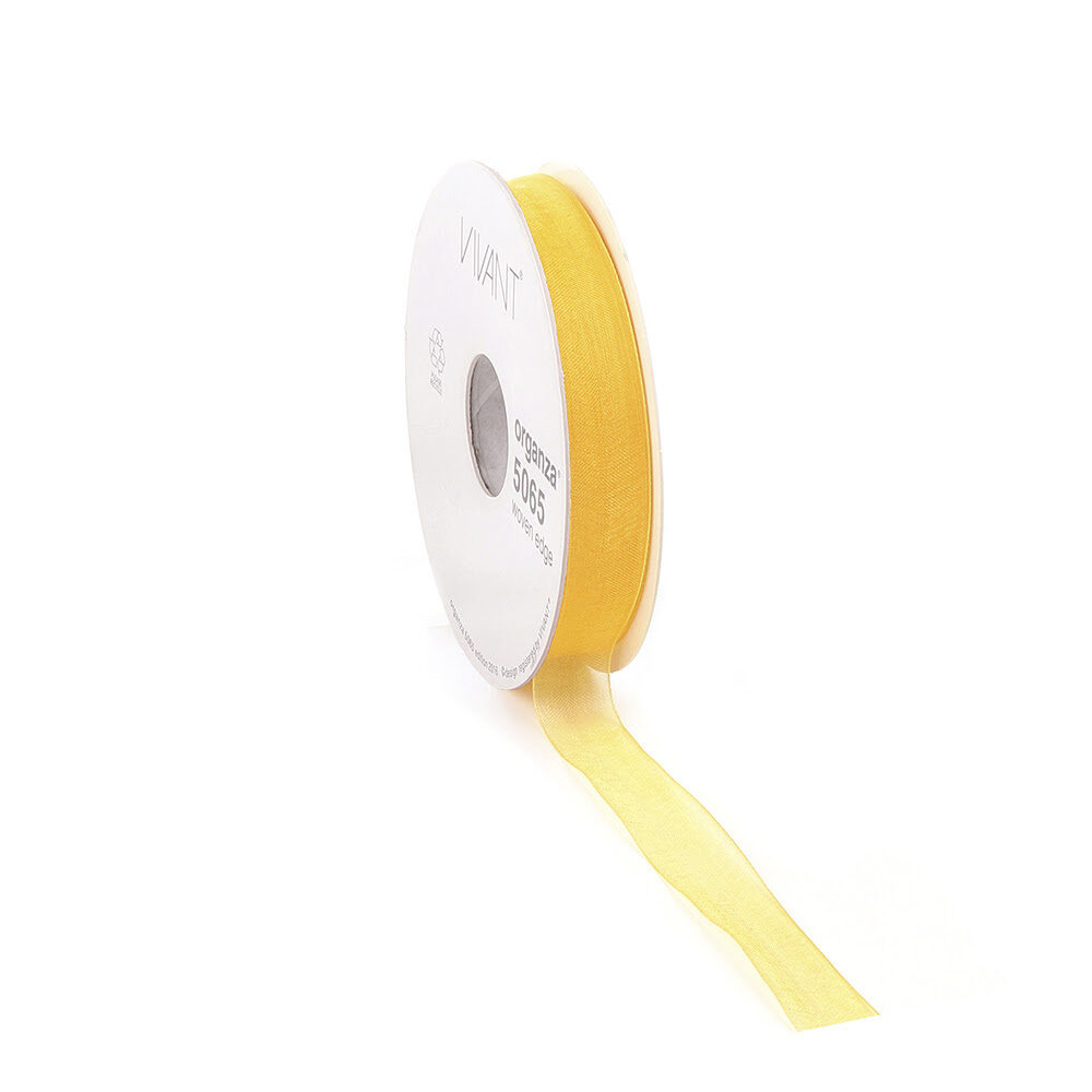 X1PC RUBAN ORGANZA FLUO JAUNE 50MX15MM