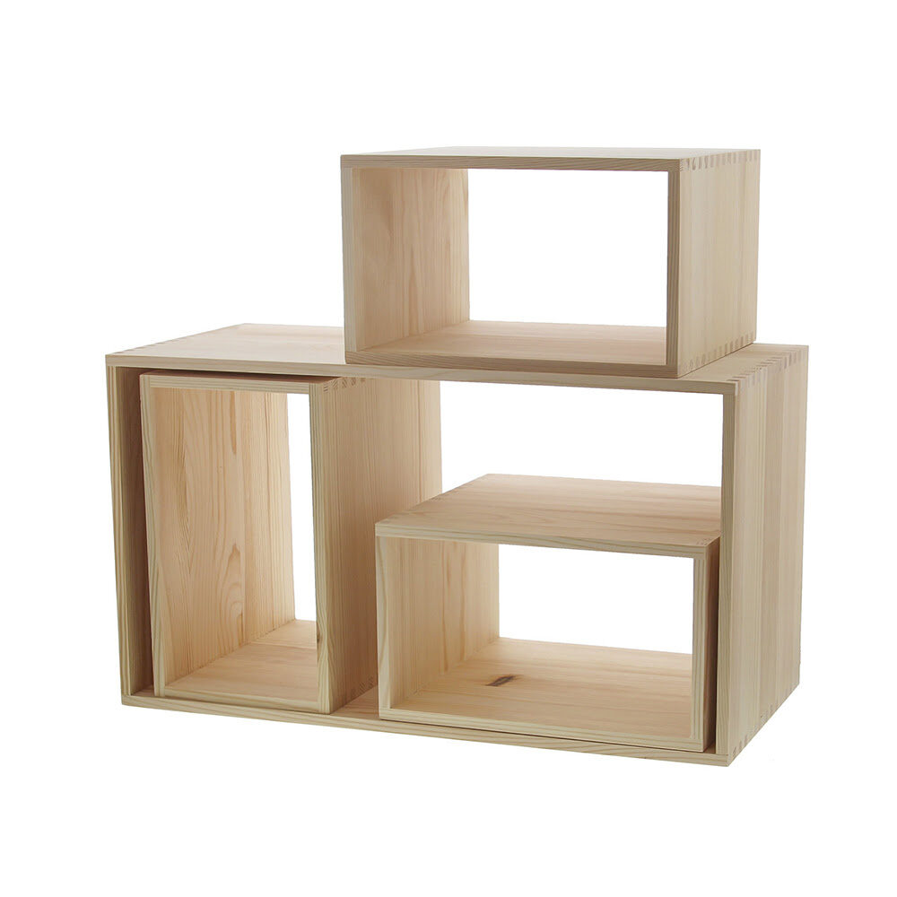 X4SET DECORATIEBOX HOUT 285X505X235MM