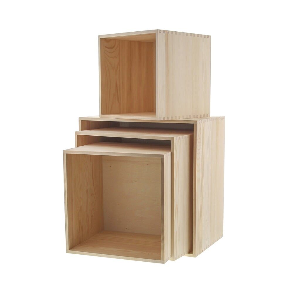 X4SET BOX DE DECO WOOD 400X400X240MM