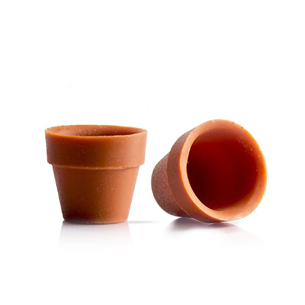 X66PC FLOWER POT MED. 3D D.4,5CM H.4,1CM CHOCOLATE 1012041