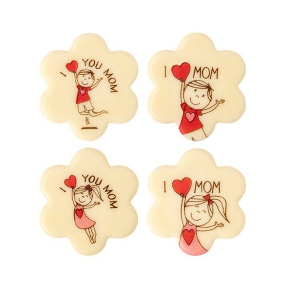 X120ST BLOEM I LOVE MOM D.3,5CM WITTE CHOCOLADE 2000637