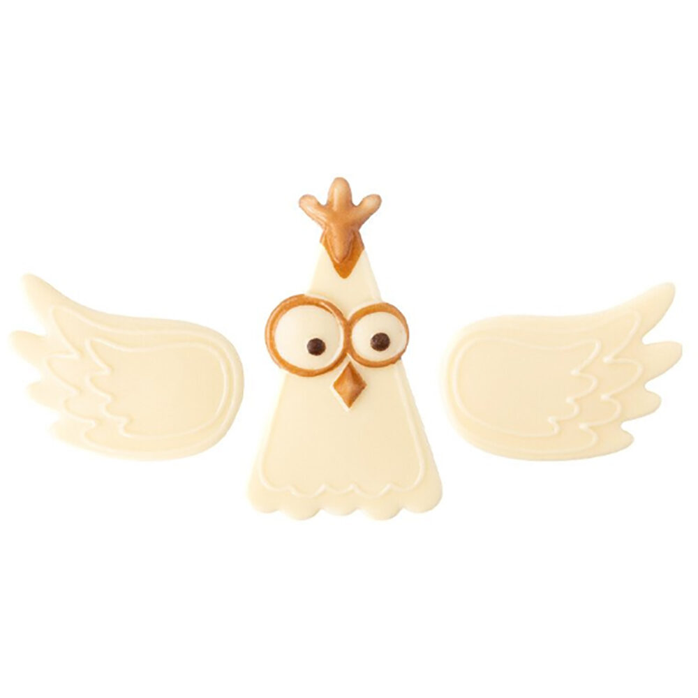 X30 SET POULET 2D BLANC L.4,6X3,3CM / 3,8X6,5CM CHOC 2000681