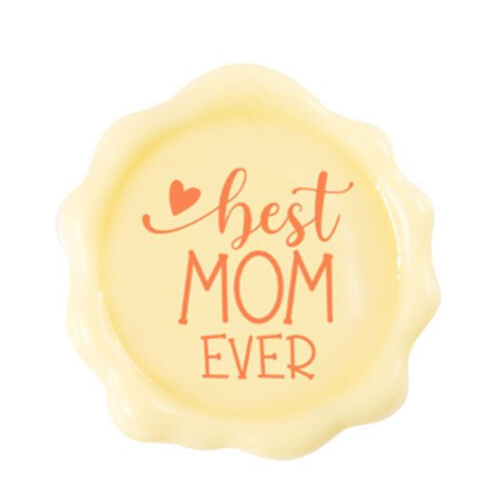 X120PC STAMP BEST MOM EVER 2D WHITE D.3.8CM CHOC 2011094