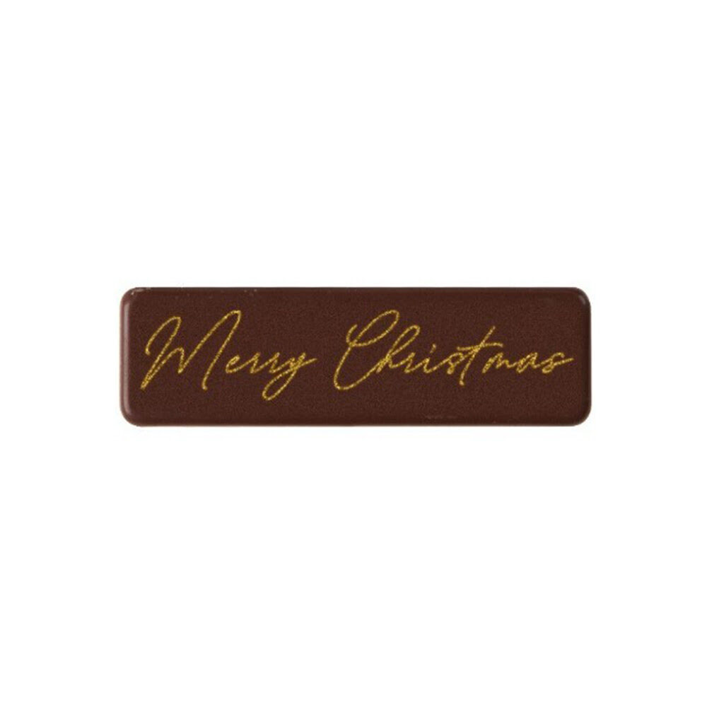 X300PC PLAQUE MERRY CHRISTMAS L.4,5X1,3CM CHOCOLAT 2015383