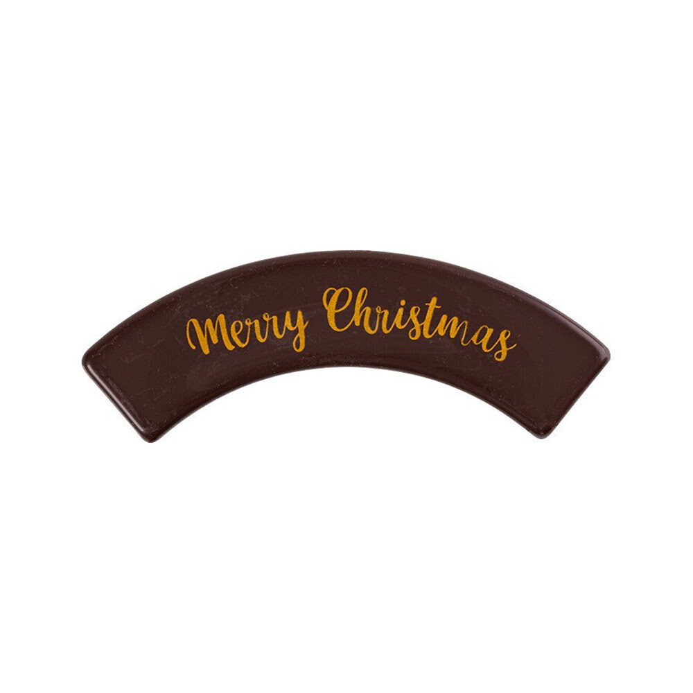 X60PC PLATE MERRY CHRISTMAS L.9,6X3,5CM DARK CHOC. 2015579